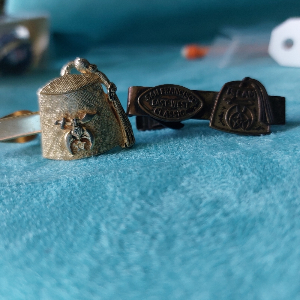 Vintage Masonic Shriners Vintage Tie Clips, Lot of Two